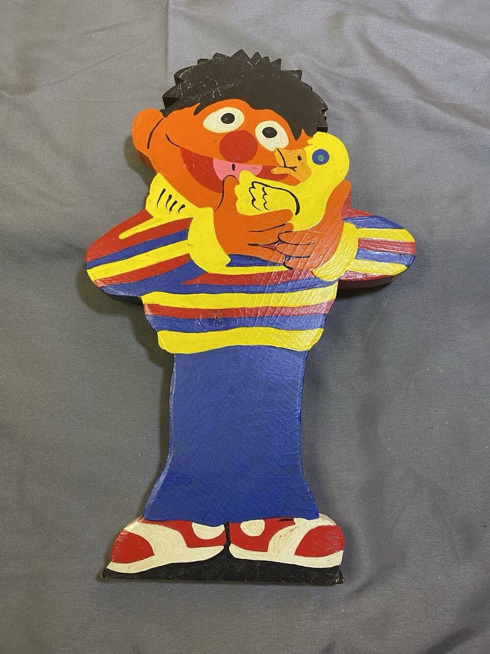 Vintage Handmade Wooden Ernie Sesame Street Wooden Decoration